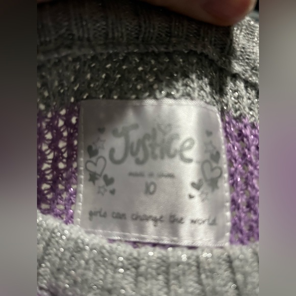 Justice Purple & Grey Knit Metallic Sweater - Size 10 Girls - Picture 2 of 9